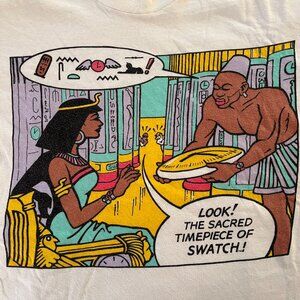 RARE VINTAGE '80s "The Sacred Timepiece of Swatch" Graphic Pop-Art T-shirt (L)